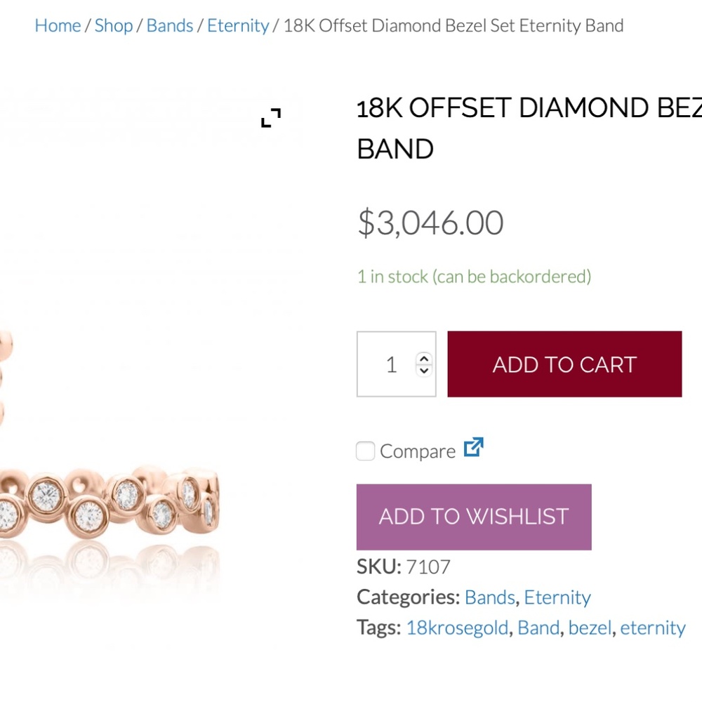 Designer A. JAFFE ~ 18K White Gold Bezel Set Diamond Eternity Ring Band ~NEW - Picture 3 of 14